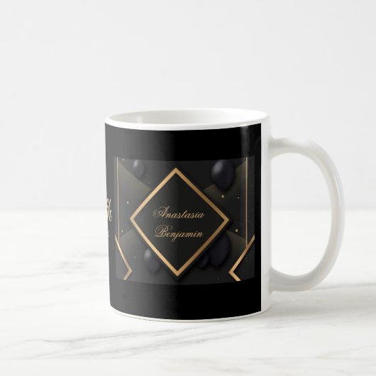 Elegant Black Gold 50. Geburtstag Stylish Custom Kaffeetasse (Rechts)