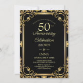 Elegant Black Gold 50th Anniversary Celebration In Einladung (Vorderseite)