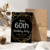 Elegant Black & Gold 60th Birthday Party Einladung