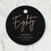 Elegant Black Gold 80. Geburtstag Round Geschenkanhänger (Vorderseite)