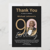 Elegant Black Gold 90. Geburtstag Dankeskarte (Vorderseite)