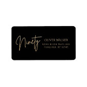 Elegant Black Gold 90th Birthday Address Label Adressaufkleber (Vorne)