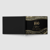 Elegant Black Gold Agate 100th Birthday Party Gästebuch (Voll)