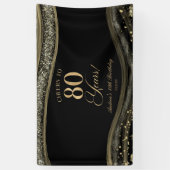 Elegant Black Gold Agate 80th Birthday Party Banner (Vertikal)