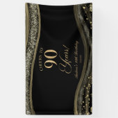 Elegant Black Gold Agate 90th Birthday Party Banner (Vertikal)