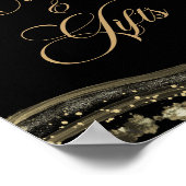 Elegant Black Gold Agate Cards & Gifts Sign Poster (Ecke)