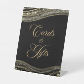 Elegant Black Gold Agate Cards & Gifts Sockelschild (Vorderseite)