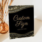 Elegant Black Gold Agate Custom Text Sockelschild