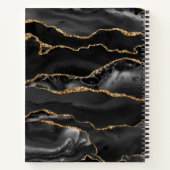 Elegant Black Gold Agate Geode Script Monogram Notizblock (Rückseite)