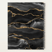 Elegant Black Gold Agate Geode Script Monogram Planer (Rückseite)