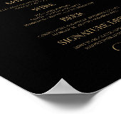 Elegant Black Gold Agate Party Bar Menu Sign Poster (Ecke)