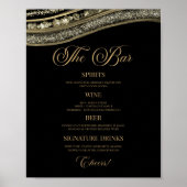 Elegant Black Gold Agate Party Bar Menu Sign Poster (Vorne)