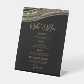 Elegant Black Gold Agate Party Bar Menu Sockelschild (Vorderseite)
