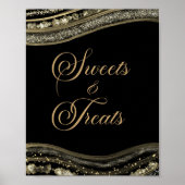 Elegant Black Gold Agate Sweets and Treats Sign Poster (Vorne)