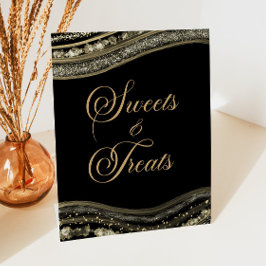 Elegant Black Gold Agate Sweets and Treats Sockelschild