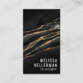 Elegant Black Gold Agate Visitenkarte (Vorderseite)