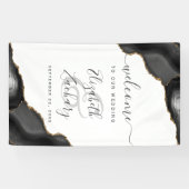 Elegant Black Gold Agate Wedding Welcome Banner (Horizontal)