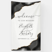 Elegant Black Gold Agate Wedding Welcome Banner (Vertikal)