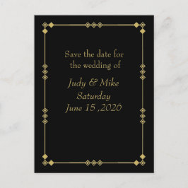 Elegant Black & Gold Art Deco Save the date card Ankündigungspostkarte