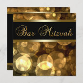 Elegant Black Gold Bar Mitzvah Einladung (Vorne/Hinten)
