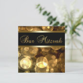 Elegant Black Gold Bar Mitzvah Einladung (Stehend Vorderseite)