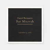 Elegant Black Gold Bar Mitzvah Serviette (Vorderseite)