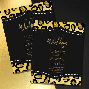 Elegant Black Gold Budget Wedding Invites