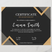 Elegant Black Gold Certificate Of Achievement Desi (Vorderseite)