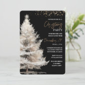 Elegant Black & Gold Christmas Einladung (Stehend Vorderseite)