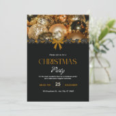 Elegant Black Gold Christmas Invitation Einladung (Stehend Vorderseite)