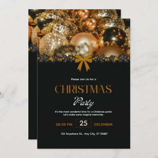 Elegant Black Gold Christmas Invitation Einladung