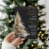 Elegant Black & Gold Christmas Party Einladung