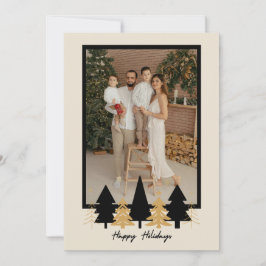 Elegant Black & Gold Christmas Tree Feiertagskarte