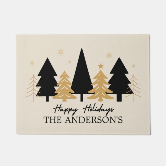 Elegant Black & Gold Christmas Tree Fußmatte (Vorderseite)