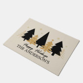 Elegant Black & Gold Christmas Tree Fußmatte (Schrägansicht)