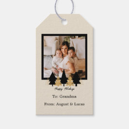 Elegant Black & Gold Christmas Tree Geschenkanhänger