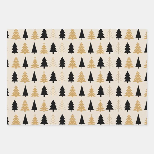 Elegant Black & Gold Christmas Tree Geschenkpapier Set (Vorderseite 3)