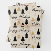 Elegant Black & Gold Christmas Tree Geschenkpapier Set (Beispiel)