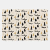 Elegant Black & Gold Christmas Tree Geschenkpapier Set (Vorderseite)