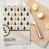 Elegant Black & Gold Christmas Tree Geschirrtuch (Viertel Falte)