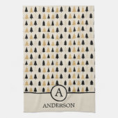 Elegant Black & Gold Christmas Tree Geschirrtuch (Vertikal)