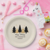 Elegant Black & Gold Christmas Tree Pappteller (Party)