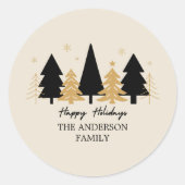 Elegant Black & Gold Christmas Tree Runder Aufkleber (Vorderseite)