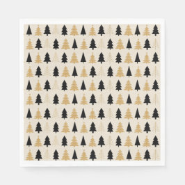 Elegant Black & Gold Christmas Tree Serviette