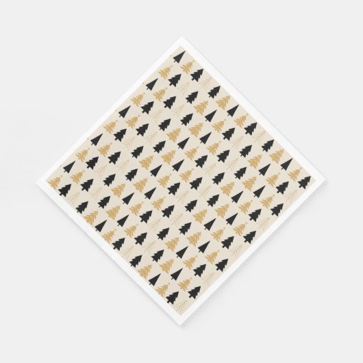 Elegant Black & Gold Christmas Tree Serviette (Ecke)