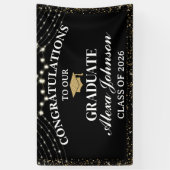 Elegant Black & Gold Class Of 2026 Graduation Banner (Vertikal)