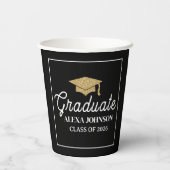 Elegant Black & Gold Class Of 2026 Graduation Pappbecher (Rückseite)