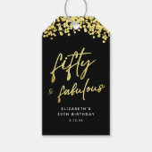 Elegant Black Gold Confetti 50 und fabelhaft Geschenkanhänger (Vorderseite)