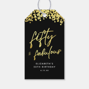 Elegant Black Gold Confetti 50 und fabelhaft Geschenkanhänger