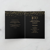 Elegant Black Gold confetti Custom 100th birthday Programm (Innenseite)